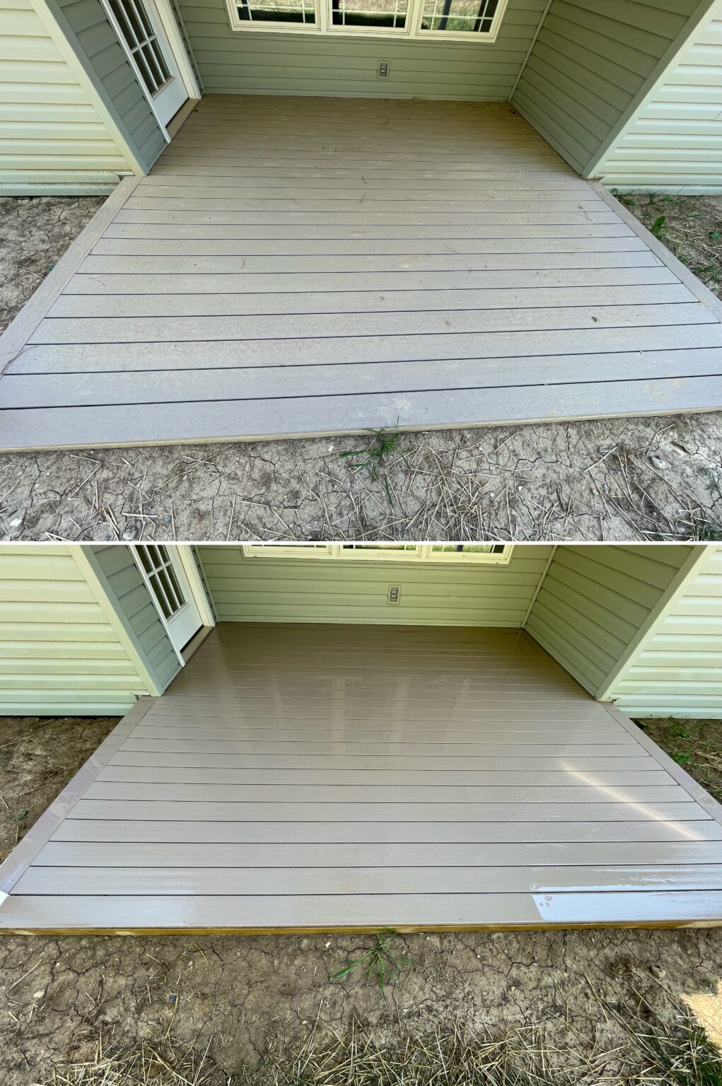 Before and after composite deck cleaning in Lima, Ohio